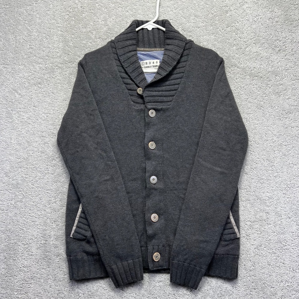 Earnest Sewn Cardigan Sweater Mens Size 1 Gray Merino Wool Blend Shawl Collar